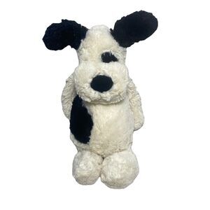 Jellycat London Bashful Cream & Black 9” Plush Puppy Dog No paper tag